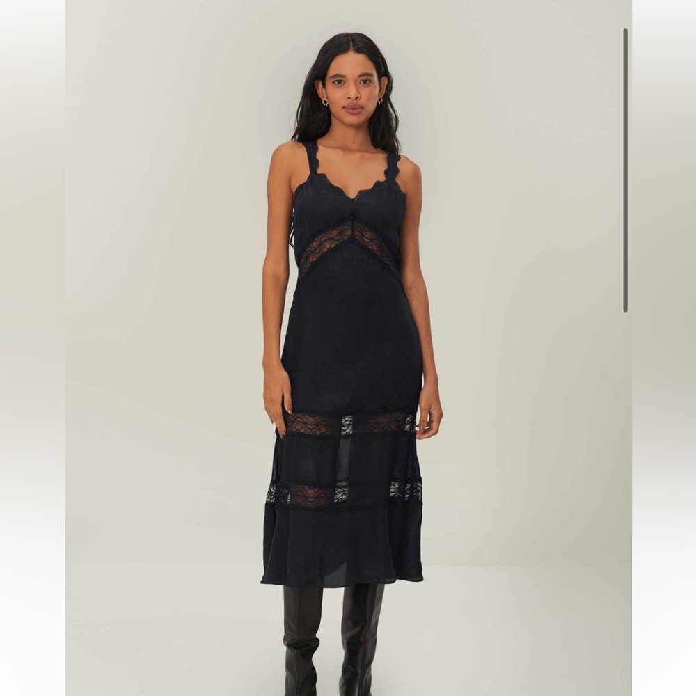 Farm Rio Black Lace Midi dress size small